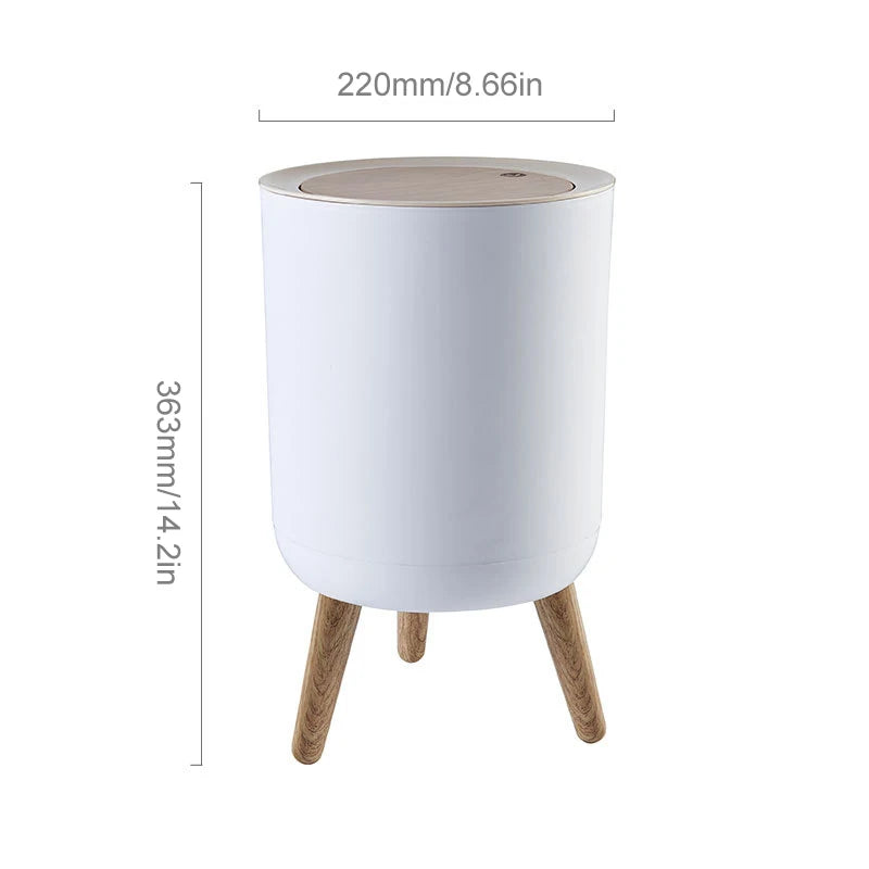 Small Bin White With Bamboo