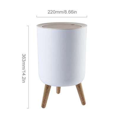 Small Bin White With Bamboo