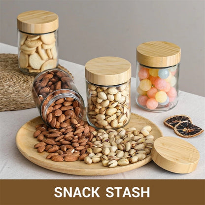 Glass Jars with Bamboo Lids (4pcs)