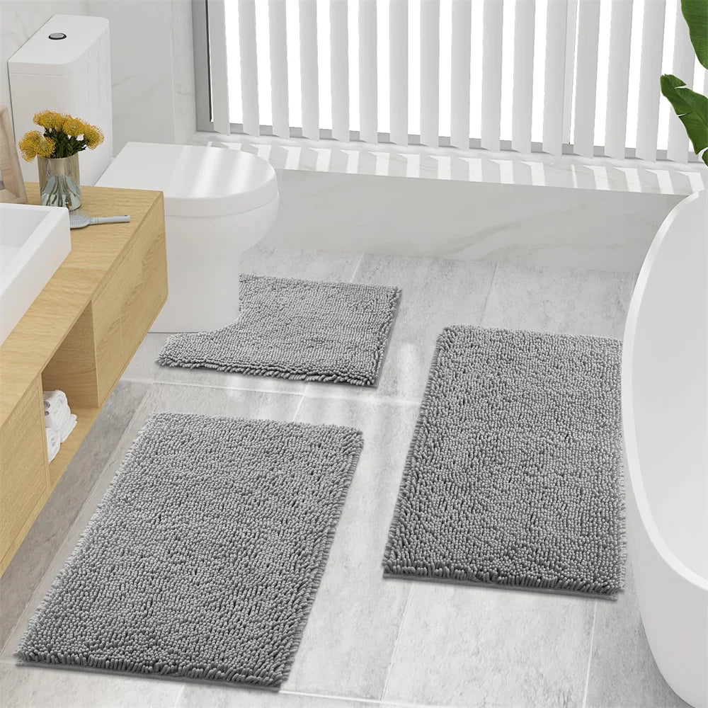 Ultra Soft, Non Slip and Quick Dry Chenille Bath Mat | Bathroom Collection | Aroselle
