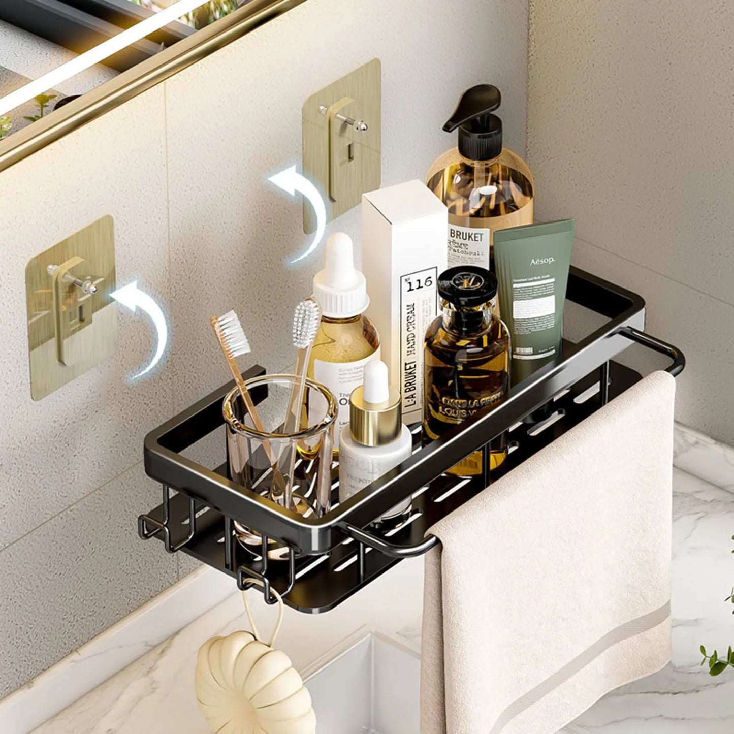 Luxury Black/Gold Bathroom Shelf