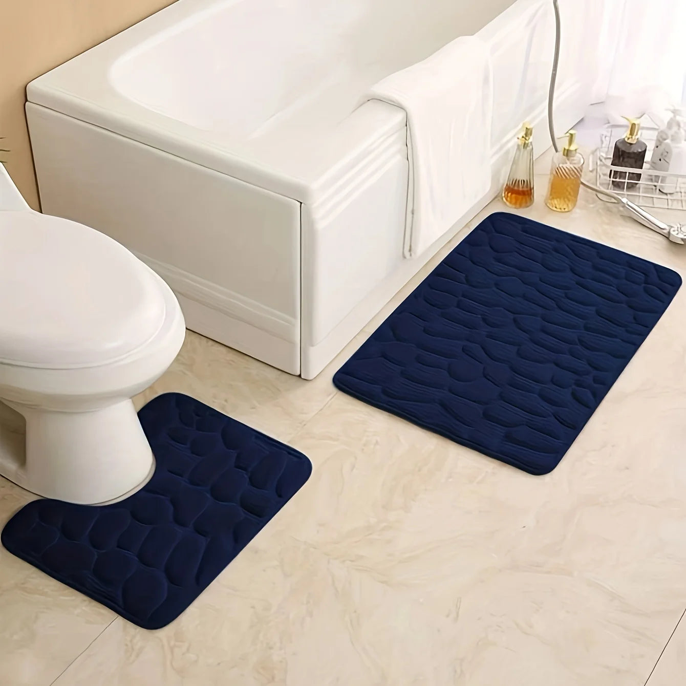 Super Absorbent Toilet & Bath Mat Set | Bathroom Collection | Aroselle