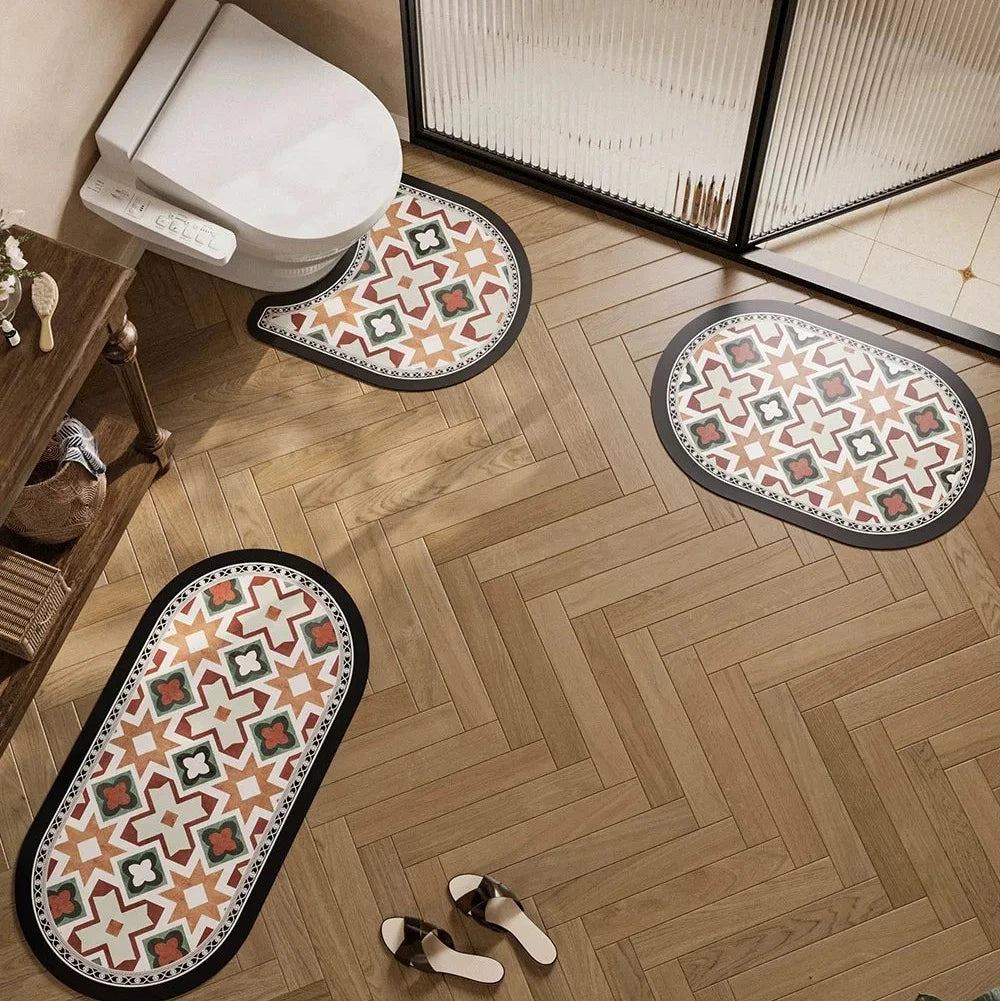 Retro Style Bathroom Mat Set (3pieces)