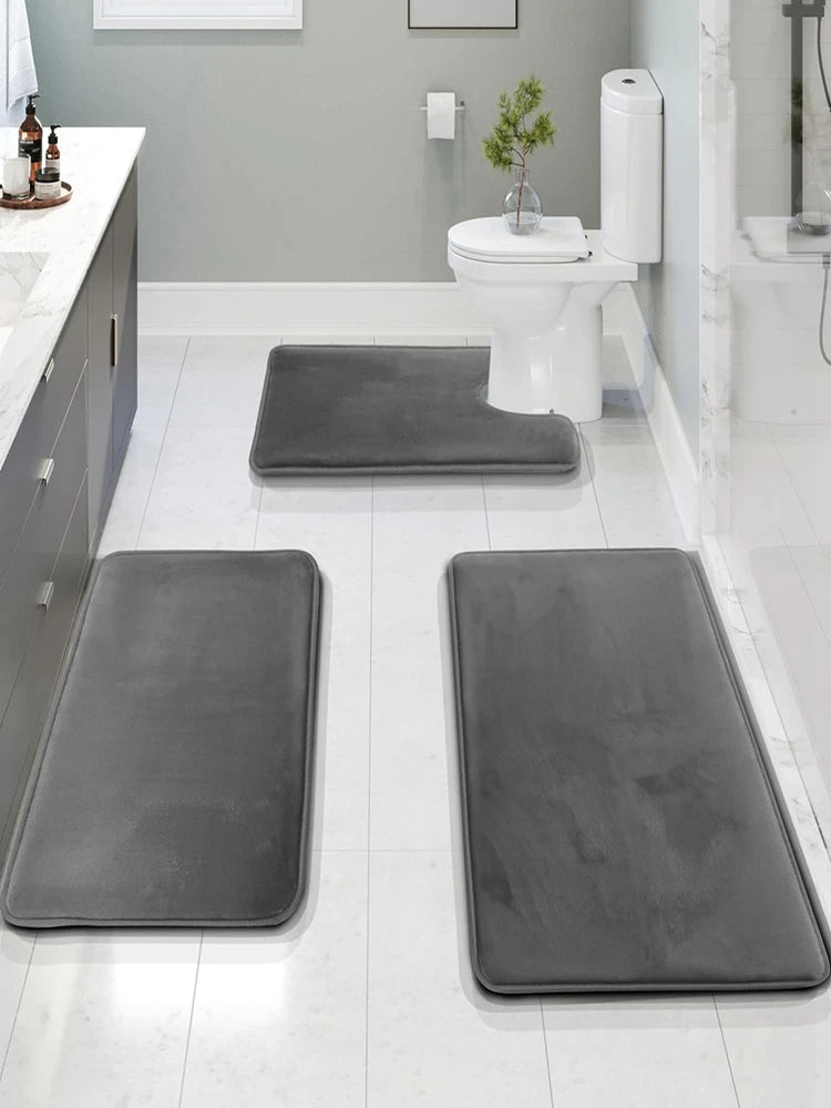 3-Piece Velvet Bath Mat Set | Bathroom Collection | Aroselle