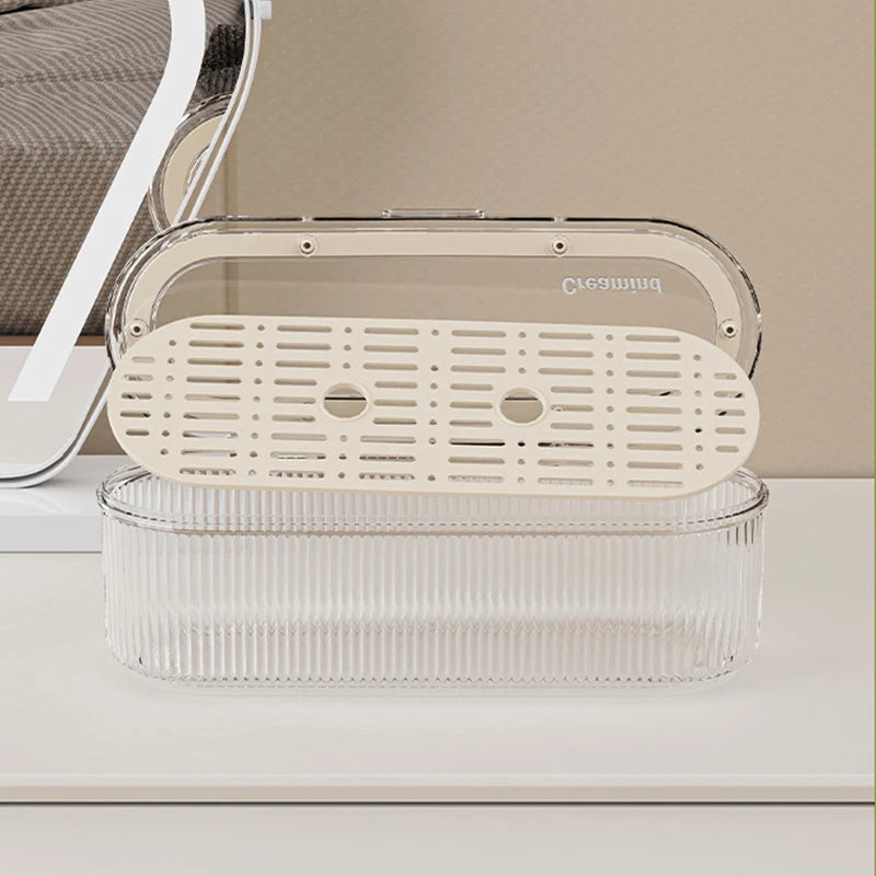 Acrylic Makeup Brush Holder with Lid | Storage Collection | Aroselle