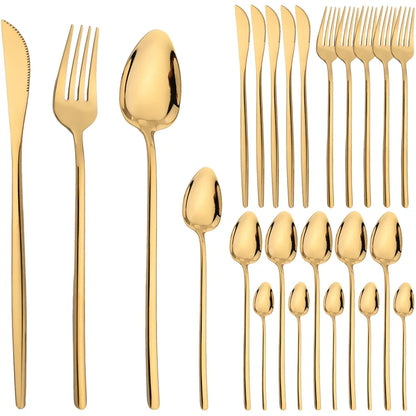 Gold Dinnerware Set (24PCS) | Kitchen Collection | Aroselle