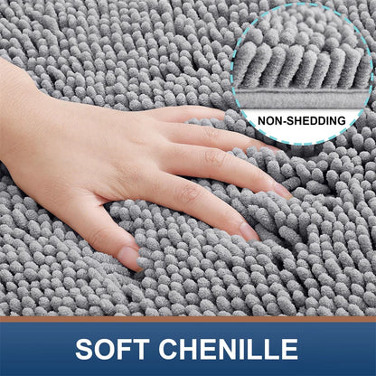 Ultra Soft, Non Slip and Quick Dry Chenille Bath Mat | Bathroom Collection | Aroselle