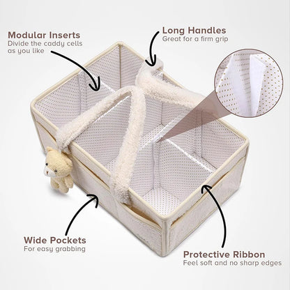 Plush Nursery Storage Basket - Baby Diaper Organiser Caddy