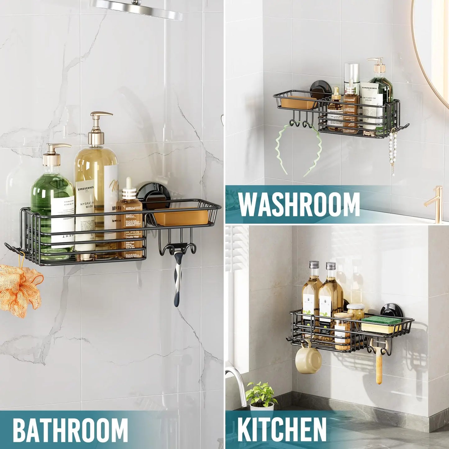 No Drill Wall Mounted Rack | Bathroom Collection | Aroselle