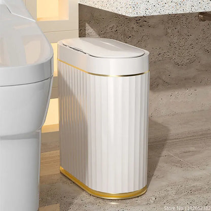 Bathroom Bin With Sensor Gold/White