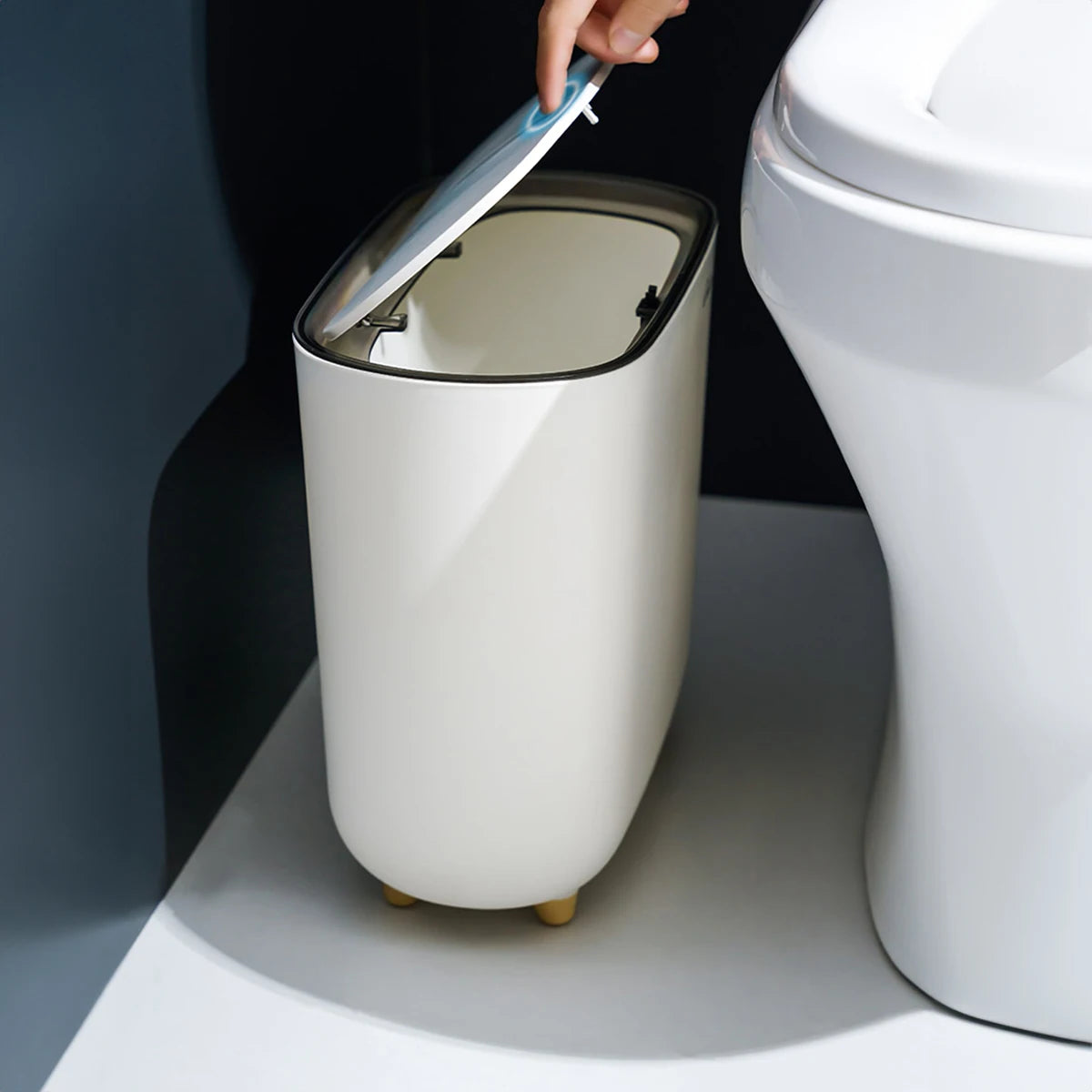 Small Bathroom Bin - White/Silver