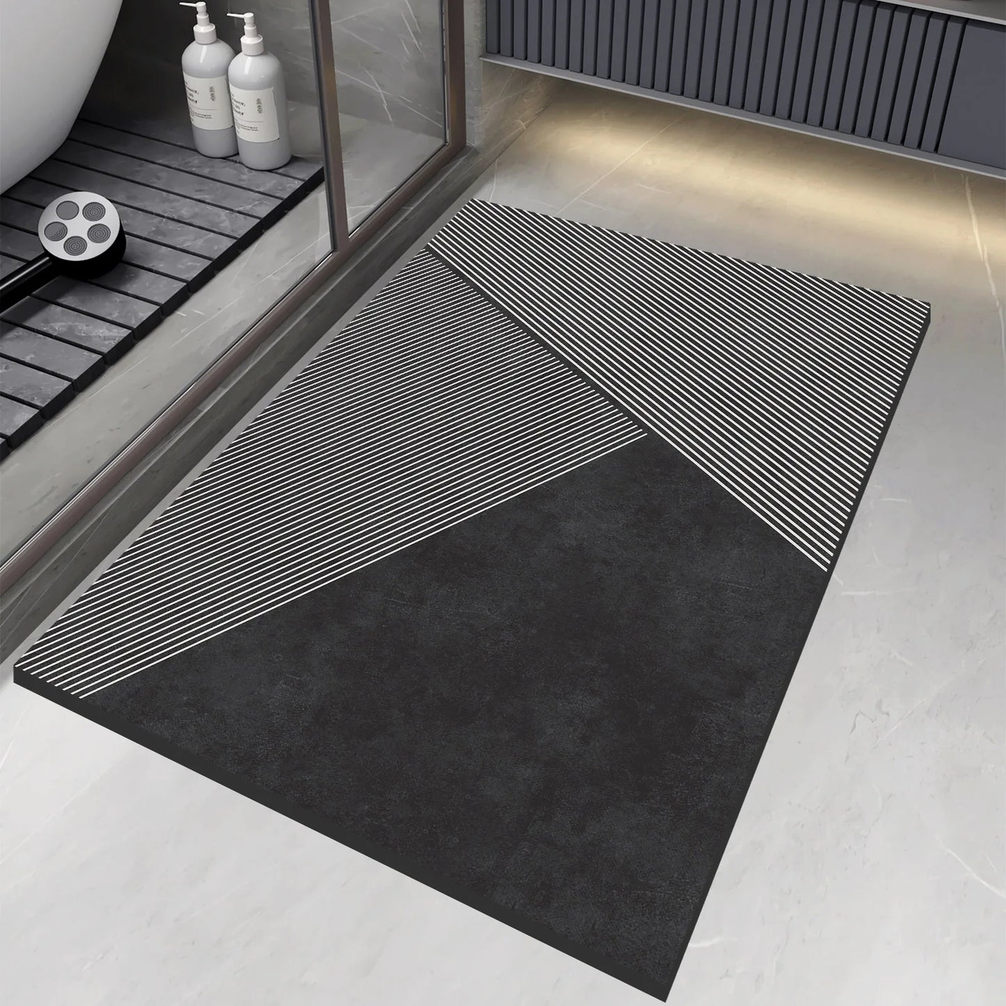Large Diatomite Bath Mat - Black