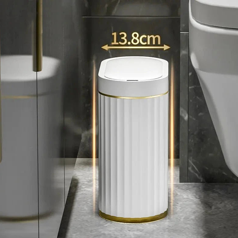 Bathroom Bin With Sensor Gold/White