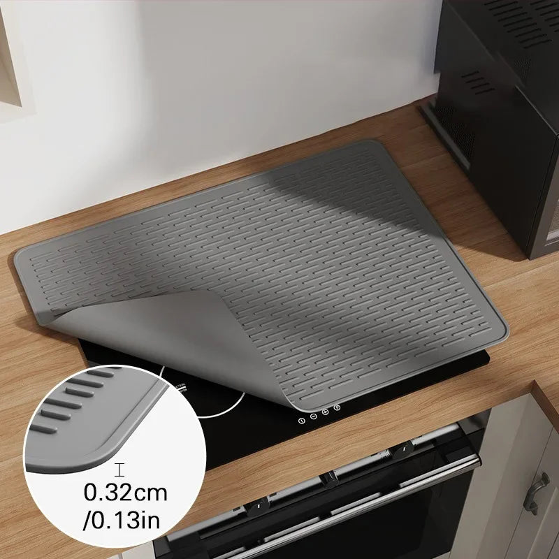 Silicone Induction Cooktop Mat, Heat-Resistant Non-Slip Kitchen Protector in Black and Grey, 71x50cm or 76x53cm Options 4