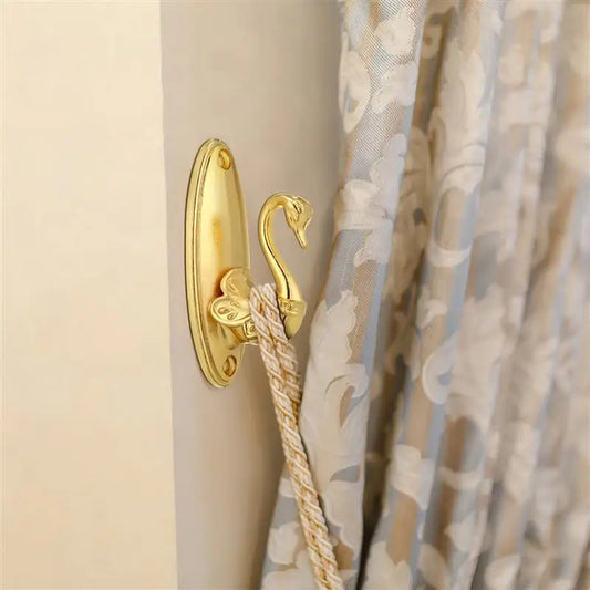 Vintage Gold Curtain Tie Backs - Wall Mounted Zinc Alloy Holdbacks for Drapery and Home Decor 3