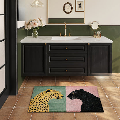 Leopard Print Bath Mat - Soft Non Slip Bathroom & Door Mat | Rug Collection | Aroselle