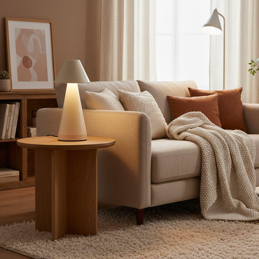 Rechargeable Cream Cone Table Lamp | Decor Collection | Aroselle