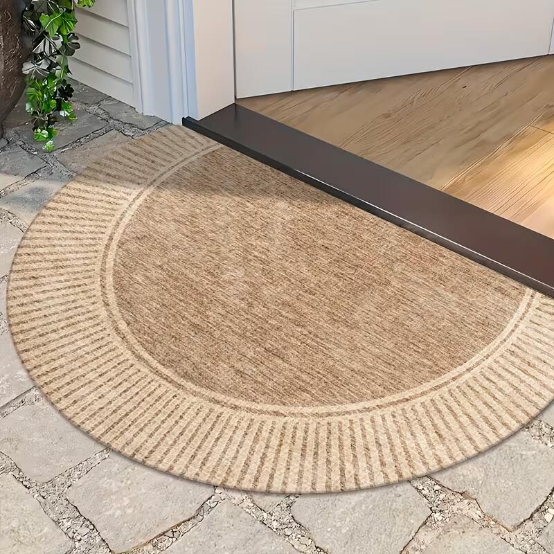 Bamboo Semi-Circular Door Mat - Natural Non Slip Entrance Doormat | Rug Collection | Aroselle