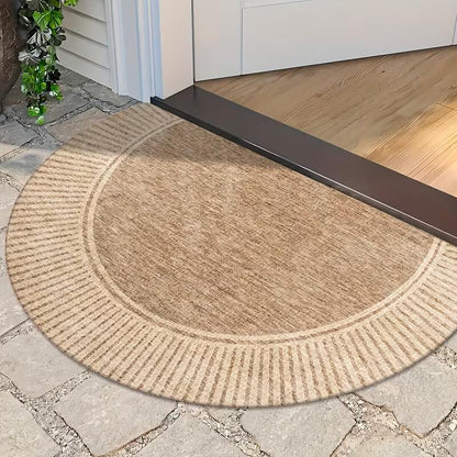 Bamboo Semi-Circular Door Mat - Natural Non Slip Entrance Doormat | Rug Collection | Aroselle