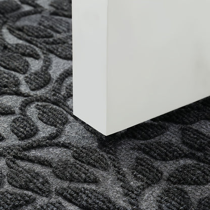 Leaf Pattern Non Slip Door Mat - Rubber Backed For Entryway | Rug Collection | Aroselle