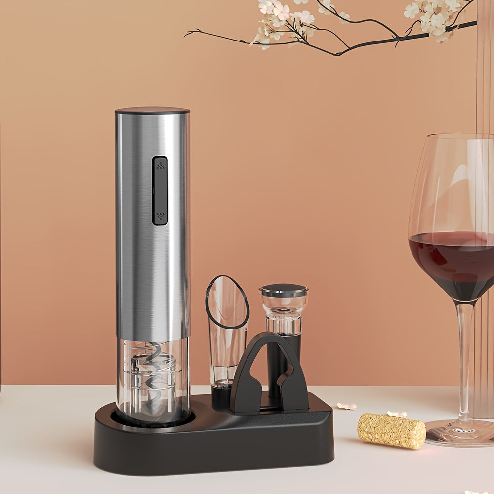 Stainless Steel 5-in-1 Electric Wine Opener Set | Kitchen Collection | Aroselle