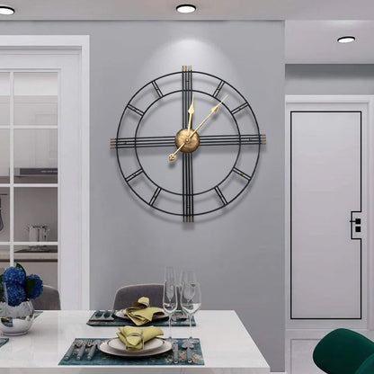 Metal Wall Clock With Large Retro Roman Numerals | Decor Collection | Aroselle