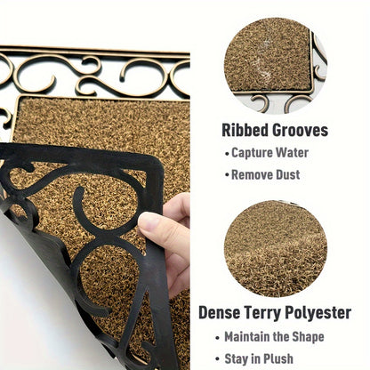Semi Circular Outdoor Door Mat - Non Slip PVC For Entrance | Rug Collection | Aroselle