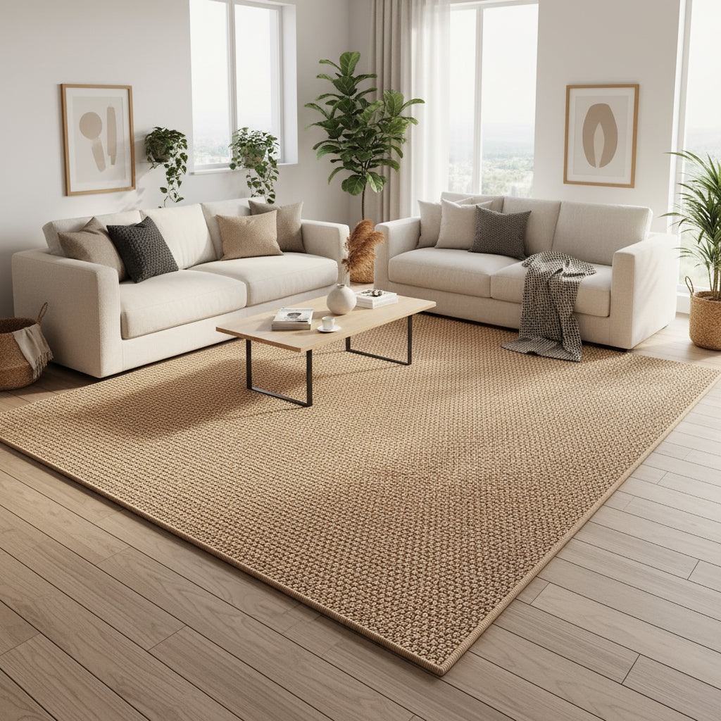 Washable Jute Style Rug - Non Slip Indoor Floor Mat for Living Room & Entryway | Rug Collection | Aroselle