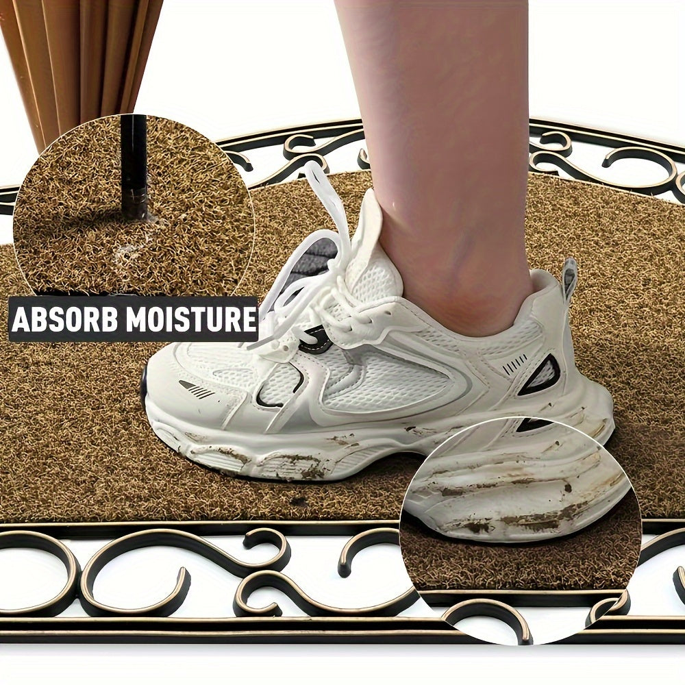 Semi Circular Outdoor Door Mat - Non Slip PVC For Entrance | Rug Collection | Aroselle
