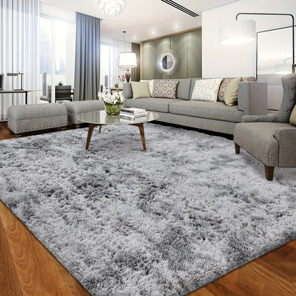 Plush Grey Shaggy Area Rug - Soft Fluffy Living Room Carpet | Rug Collection | Aroselle