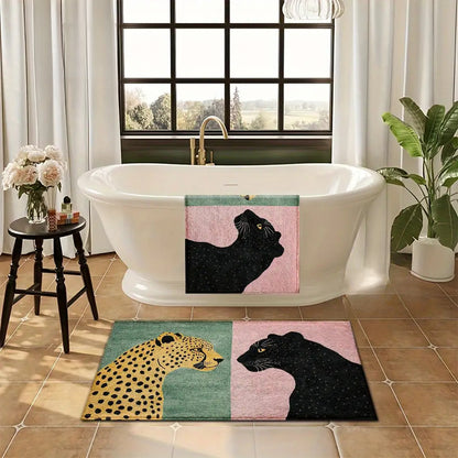 Leopard Print Bath Mat - Soft Non Slip Bathroom & Door Mat | Rug Collection | Aroselle