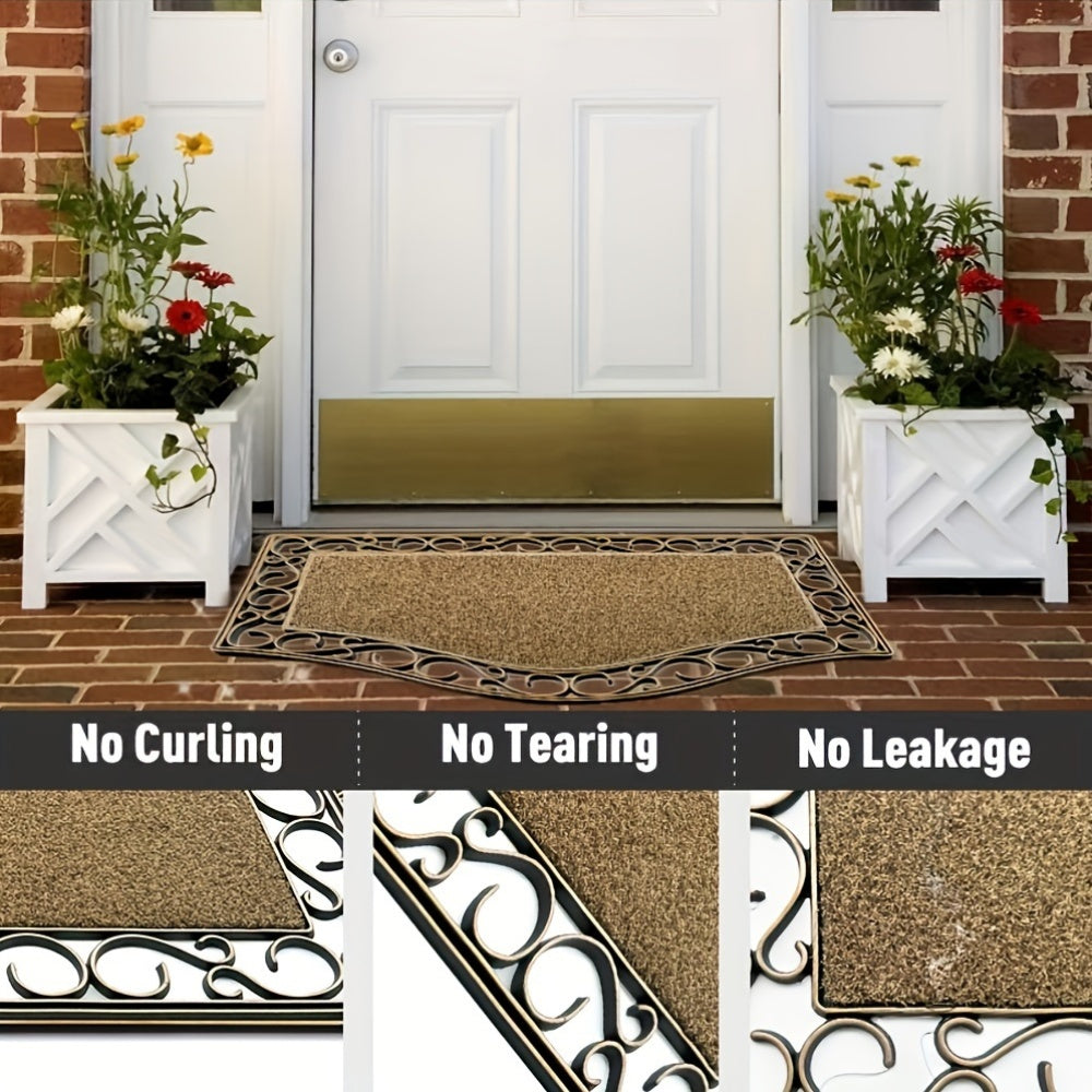 Semi Circular Outdoor Door Mat - Non Slip PVC For Entrance | Rug Collection | Aroselle