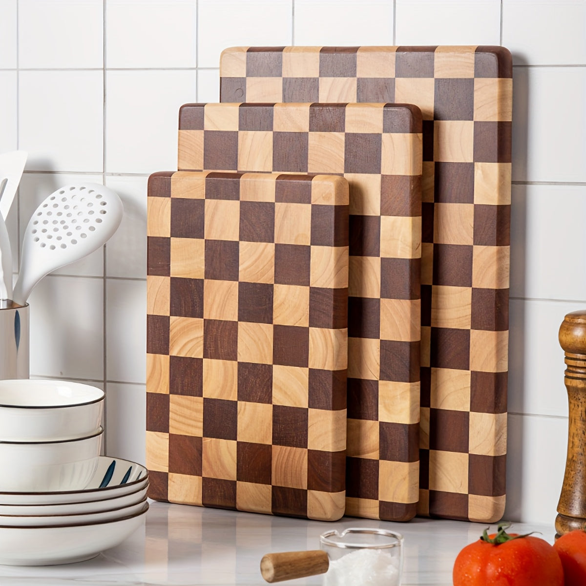 Wooden Checkered Cutting Board | Kitchen Collection | Aroselle