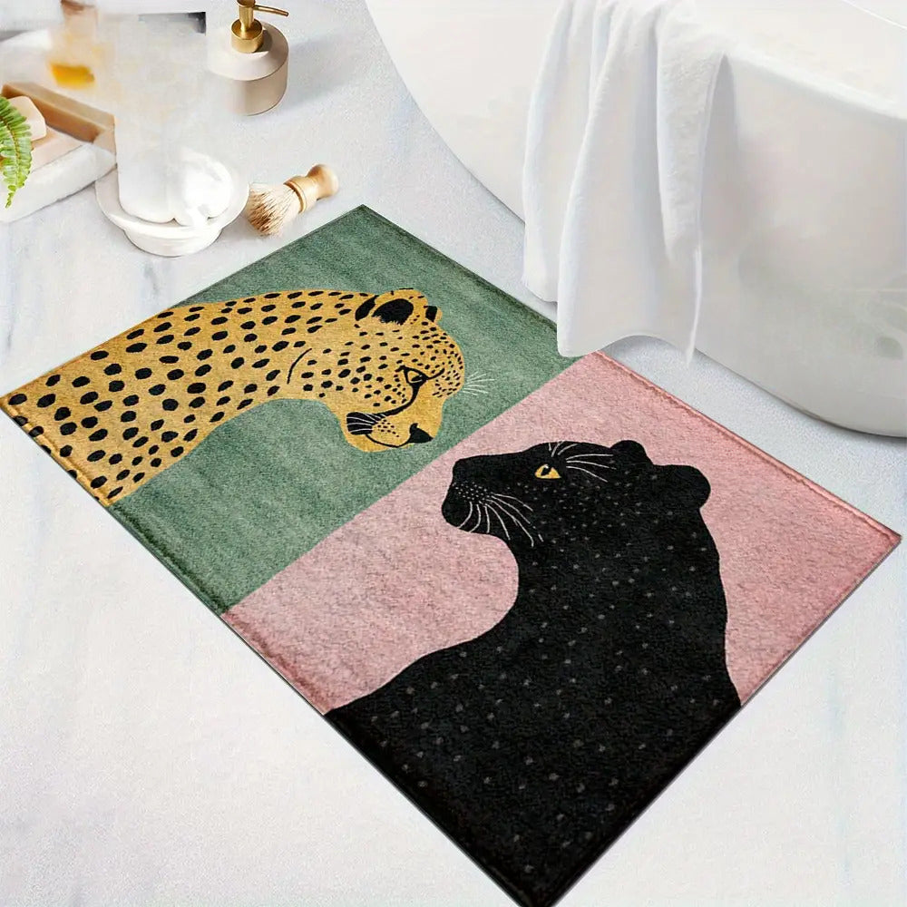 Leopard Print Bath Mat - Soft Non Slip Bathroom & Door Mat | Rug Collection | Aroselle