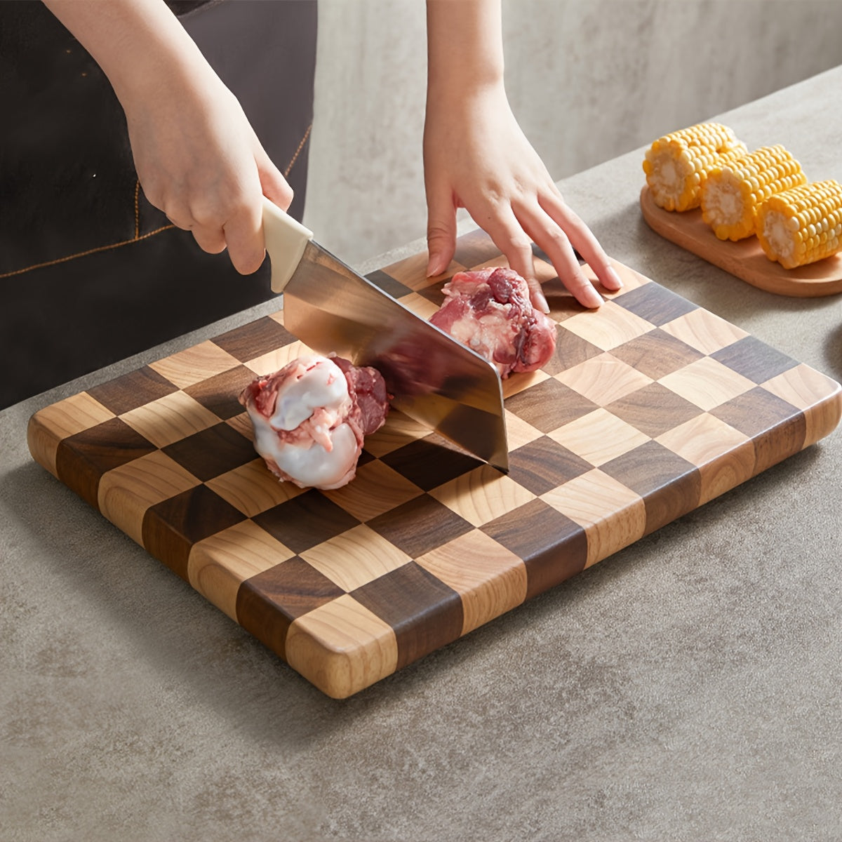 Wooden Checkered Cutting Board | Kitchen Collection | Aroselle