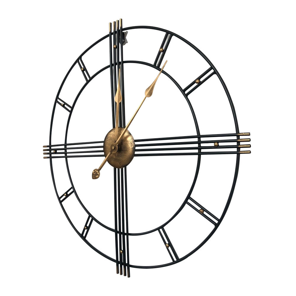 Metal Wall Clock With Large Retro Roman Numerals | Decor Collection | Aroselle