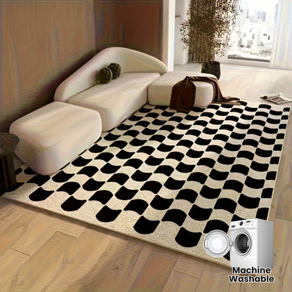 Velvet Large Vintage Check Carpet - Soft & Machine Washable| Rug Collection | Aroselle